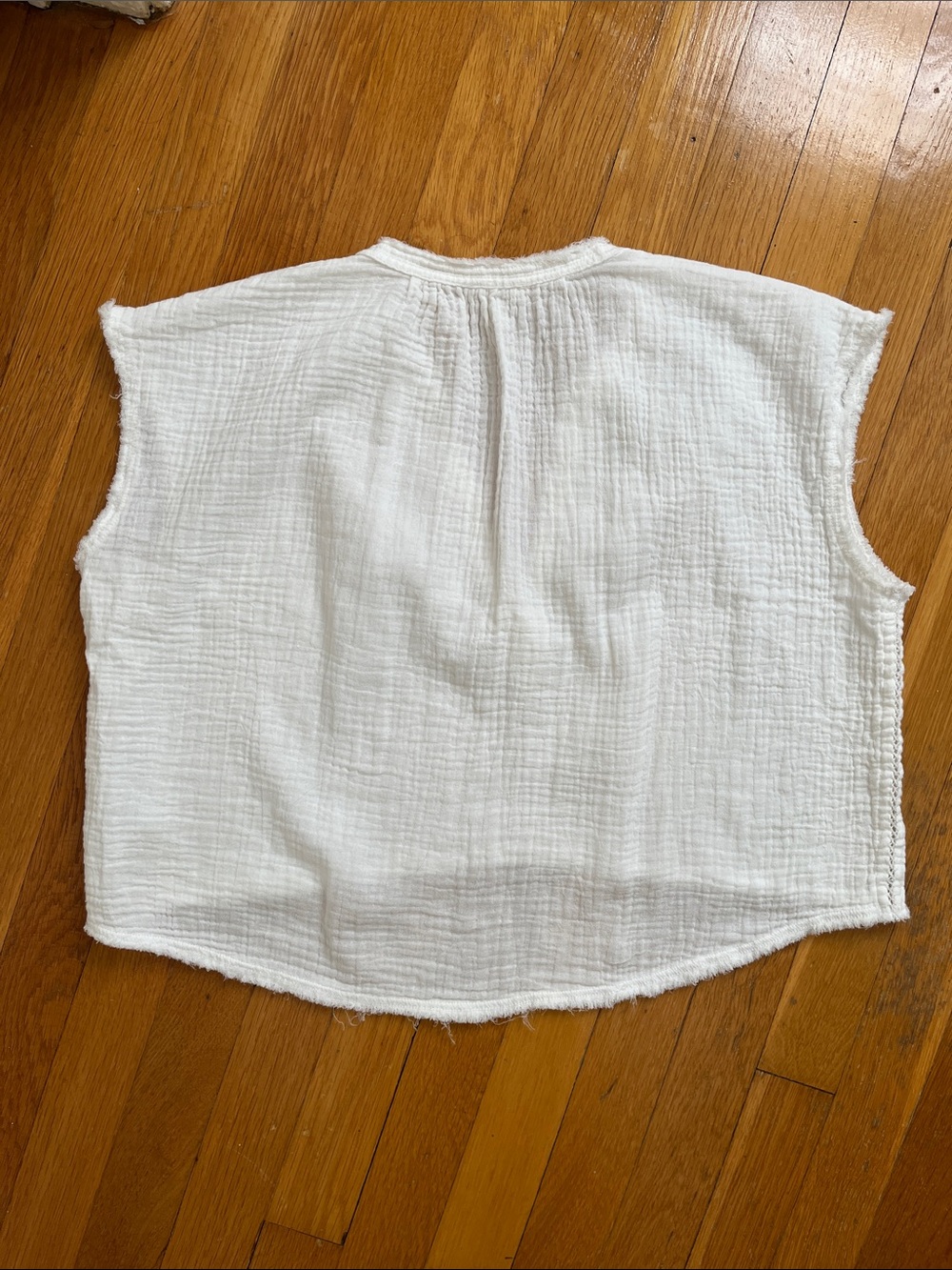 Aerie XS Pool to Party 100% Cotton Gauze Textured White Crop Top Oversized Shirt - Picture 8 of 12